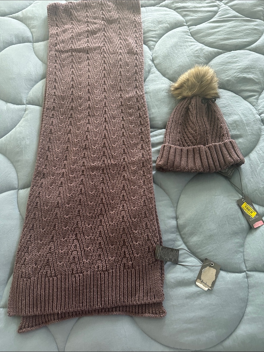 Kids Knit Beanie and Scarf Set - Dusty Rose